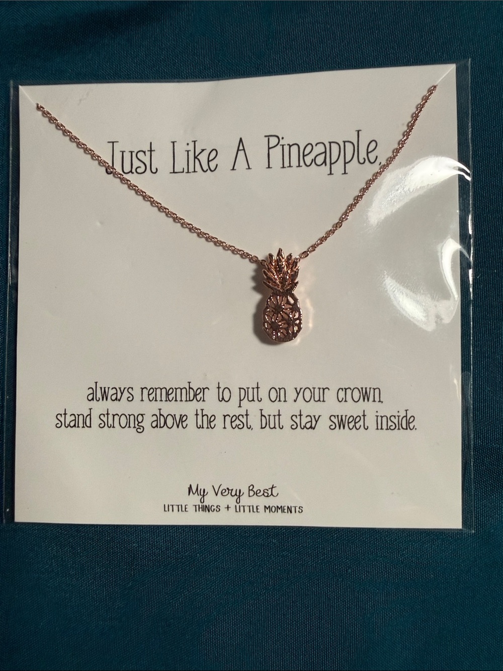 Rose Gold Pineapple Pendant Necklace by